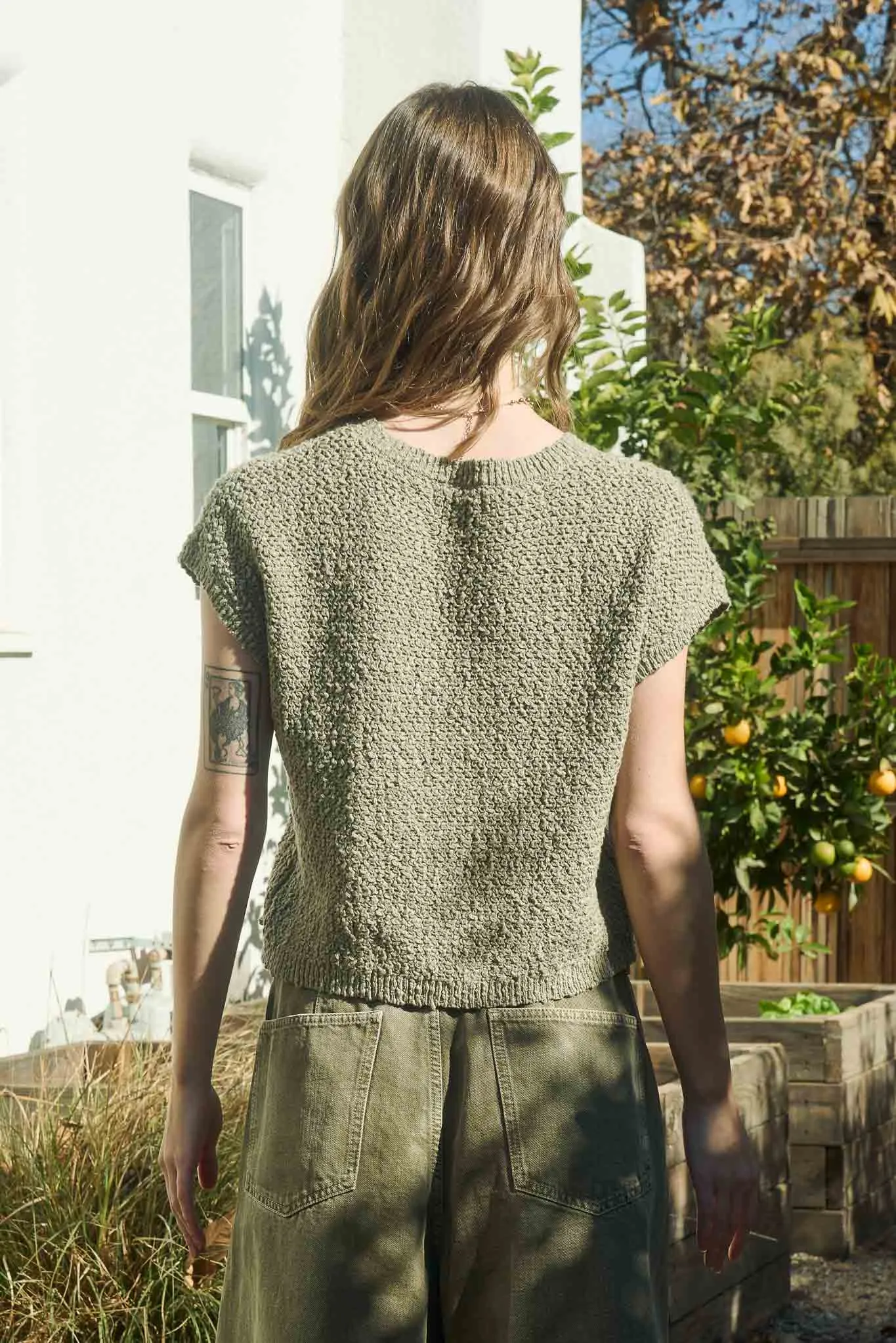 TEXTURED KNIT CREW NECK SHORT SLEEVE PULLOVER sold by Blu Pepper product image thumbnail 2