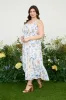 PLUS FRUIT PRINT SMOCKED SLEEVELESS MIDI DRESS sold by Blu Pepper