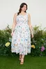 PLUS FRUIT PRINT SMOCKED SLEEVELESS MIDI DRESS sold by Blu Pepper