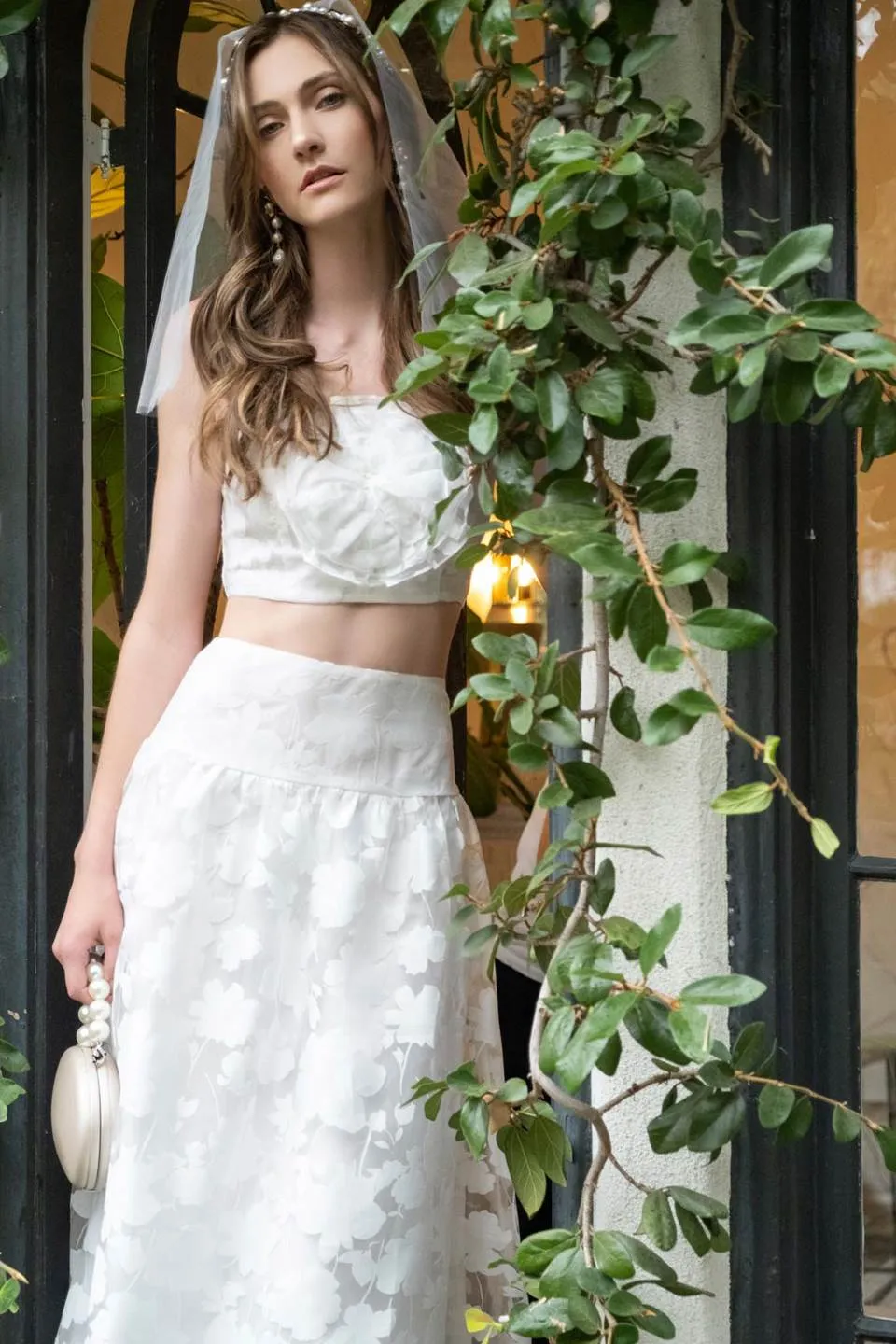 FLORAL ORGANZA ROSETTE CROP TOP sold by Blu Pepper product image thumbnail 5