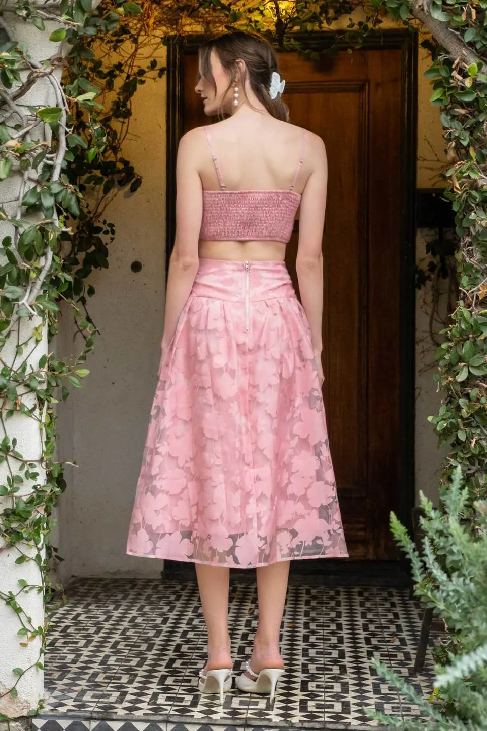 FLORAL ORGANZA ROSETTE CROP TOP sold by Blu Pepper product image thumbnail 2