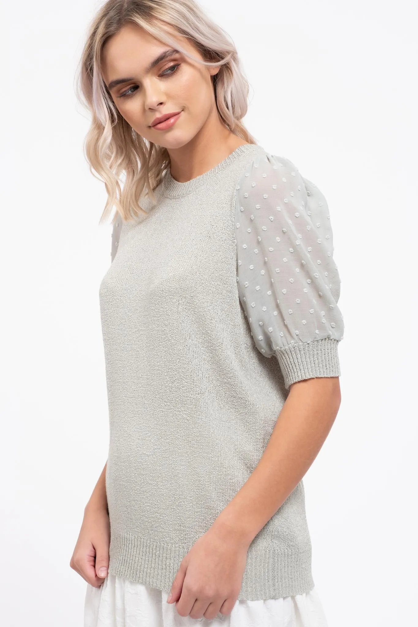 Pom-Pom Dot Sleeve Knit Top sold by Blu Pepper product image thumbnail 4