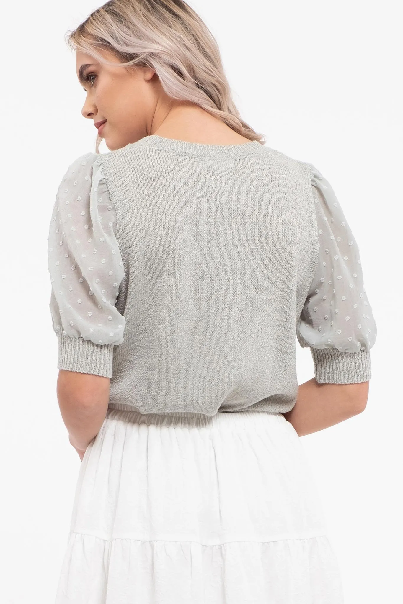 Pom-Pom Dot Sleeve Knit Top sold by Blu Pepper product image thumbnail 2