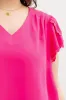 PLUS V NECK SCALLOP LACE TRIM TULIP SLEEVE BLOUSE sold by Blu Pepper
