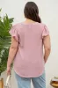 PLUS SHORT RUFFLE SLEEVE SHOULDER LACE TRIM TOP sold by Blu Pepper