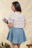 PLUS PLAID SPLIT TIE NECK SMOCKED BLOUSE sold by Blu Pepper