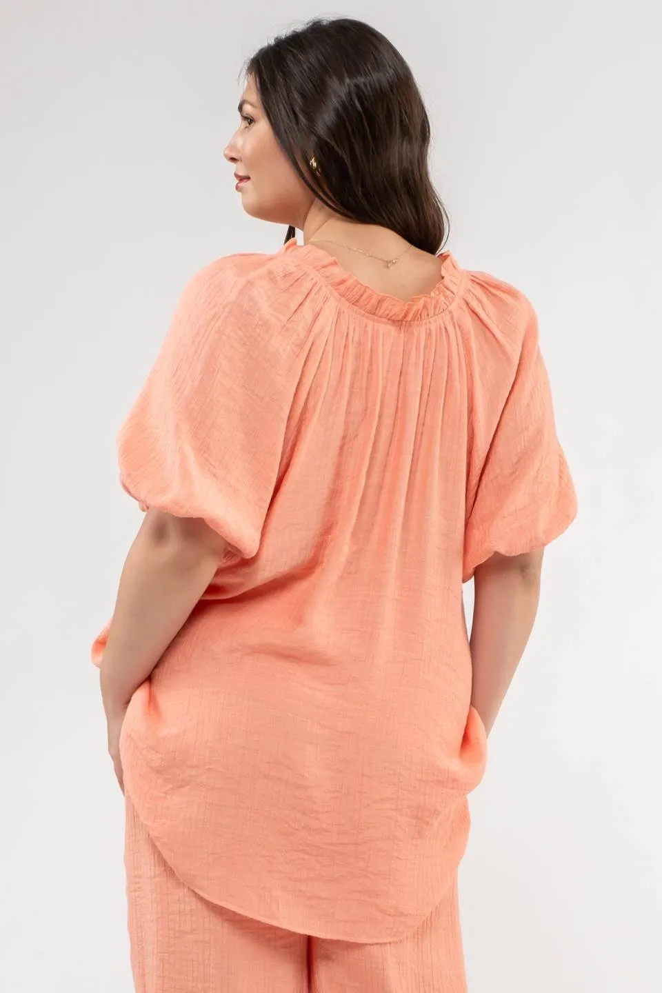 PLUS SCRUNCHED ELASTIC VNECK SHIRT sold by Blu Pepper product image thumbnail 2