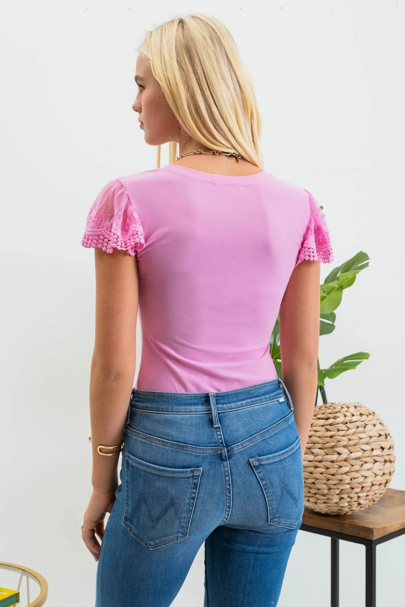 LACE SLEEVE KNIT TOP sold by Blu Pepper product image thumbnail 2