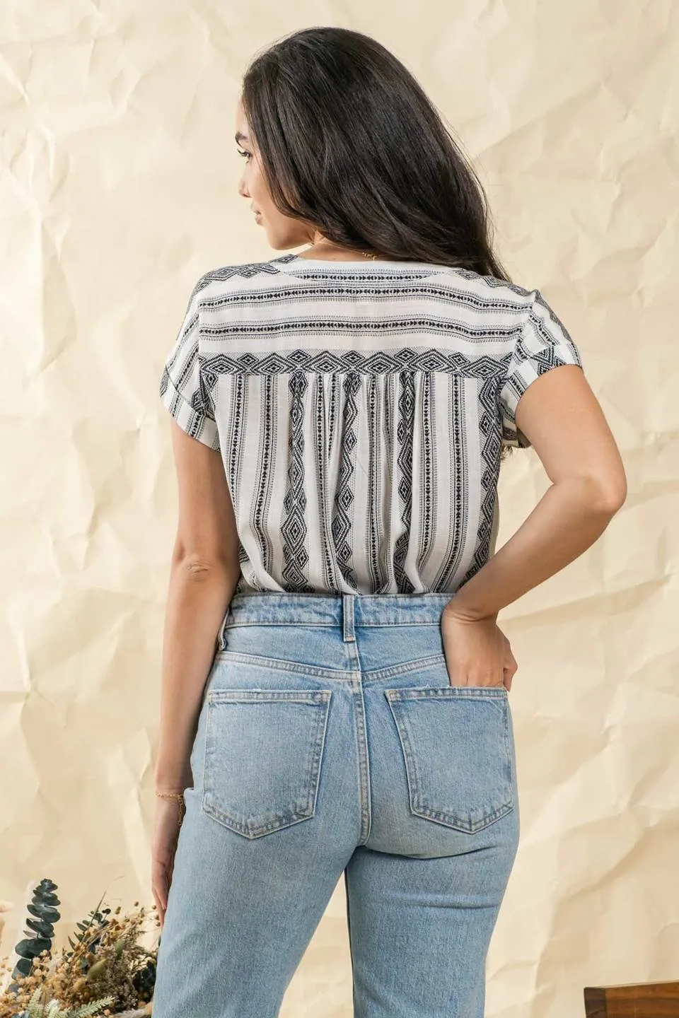 GEOMETRIC PATTERN WOVEN TOP sold by Blu Pepper product image thumbnail 2