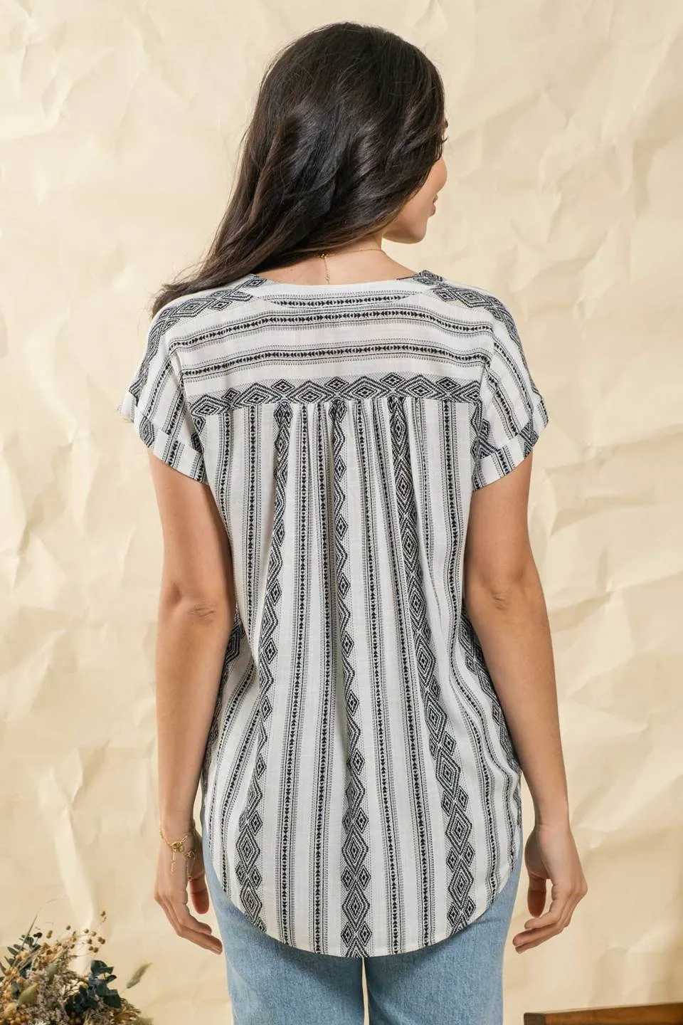 GEOMETRIC PATTERN WOVEN TOP sold by Blu Pepper product image thumbnail 4