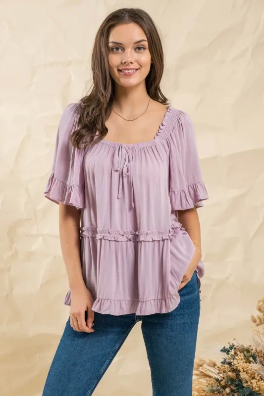 RELAXED TIERED PEASANT TOP sold by Blu Pepper