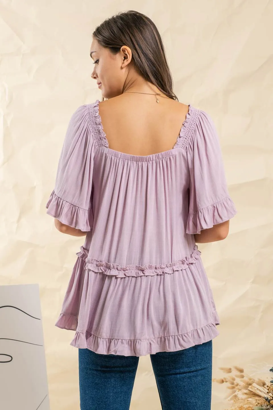 RELAXED TIERED PEASANT TOP sold by Blu Pepper product image thumbnail 2