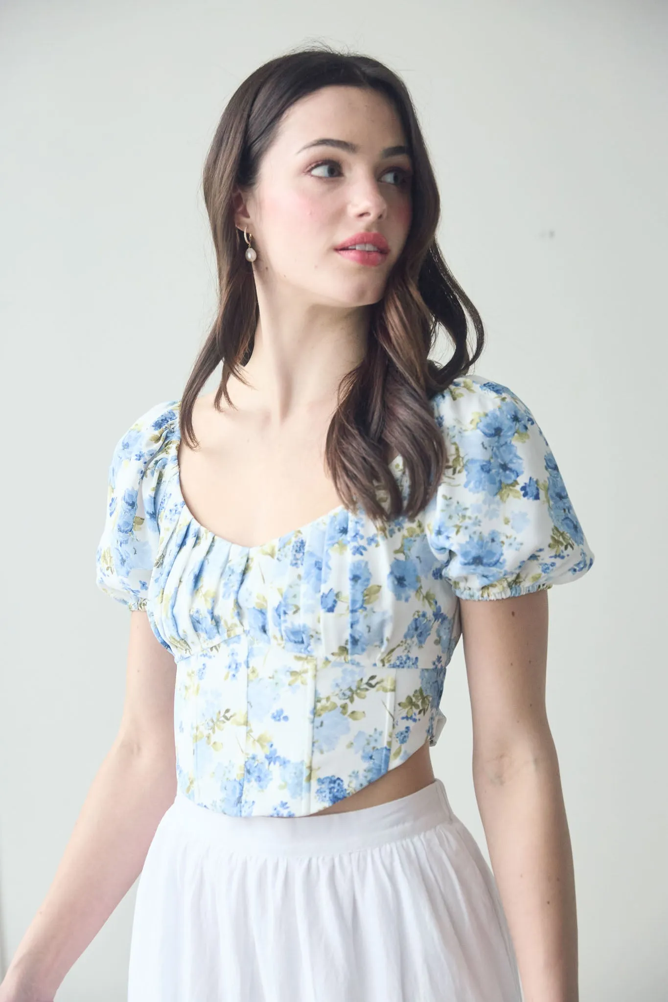 FLORAL CORSET WAIST CROP TOP sold by Blu Pepper product image thumbnail 2