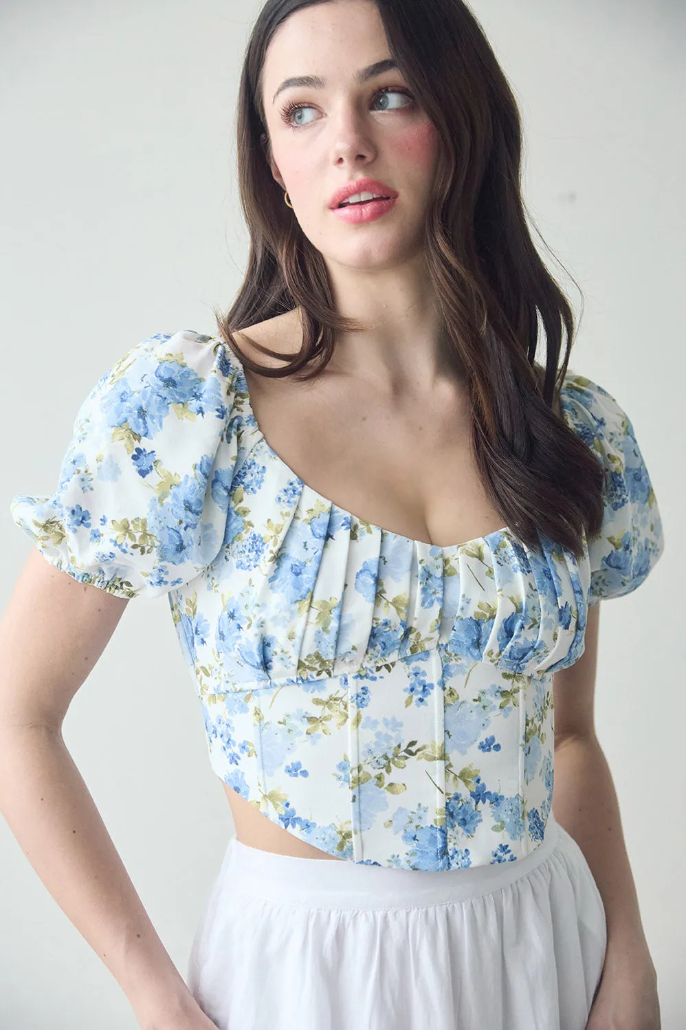 FLORAL CORSET WAIST CROP TOP sold by Blu Pepper