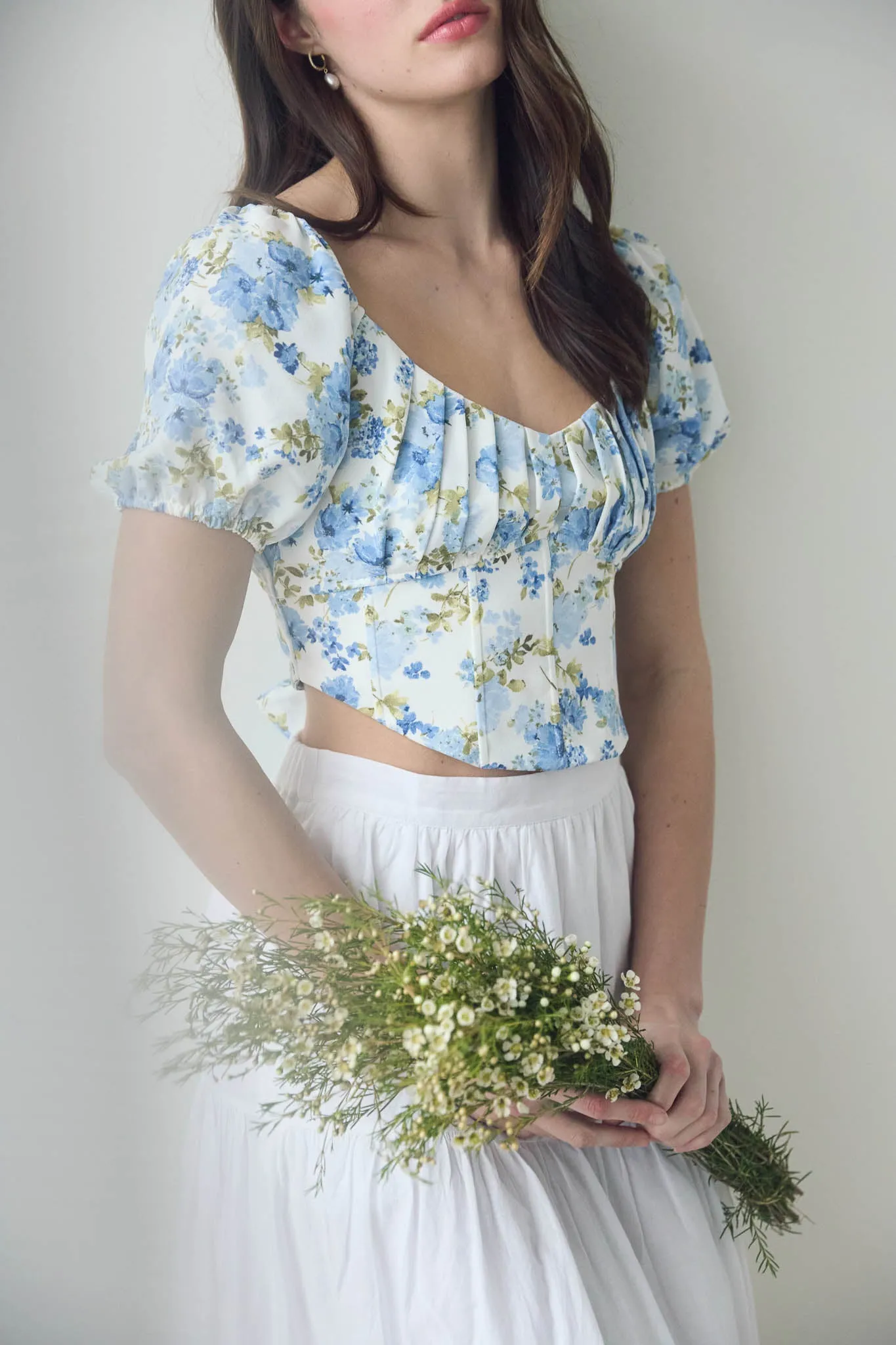 FLORAL CORSET WAIST CROP TOP sold by Blu Pepper product image thumbnail 4
