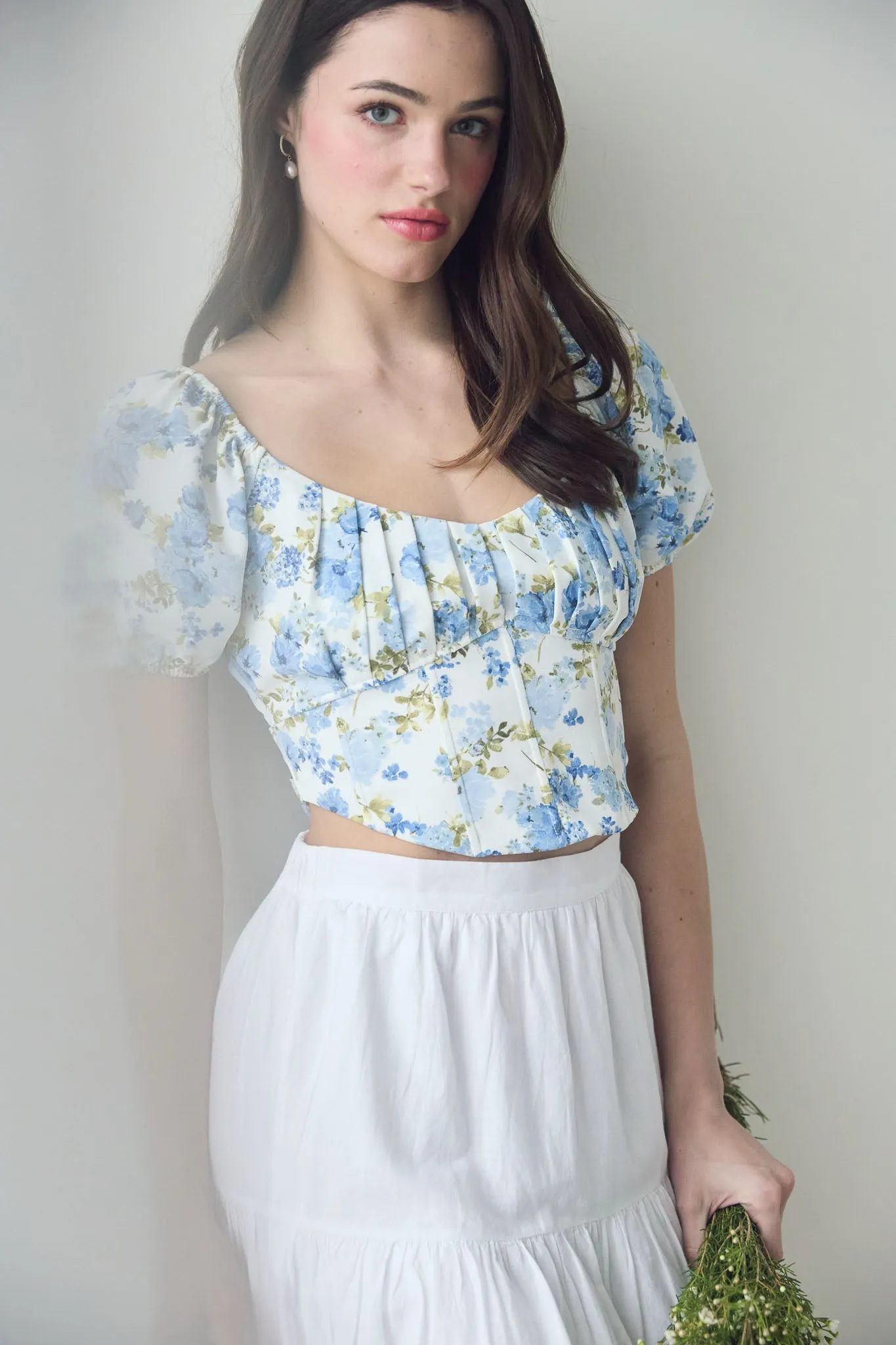 FLORAL CORSET WAIST CROP TOP sold by Blu Pepper product image thumbnail 5
