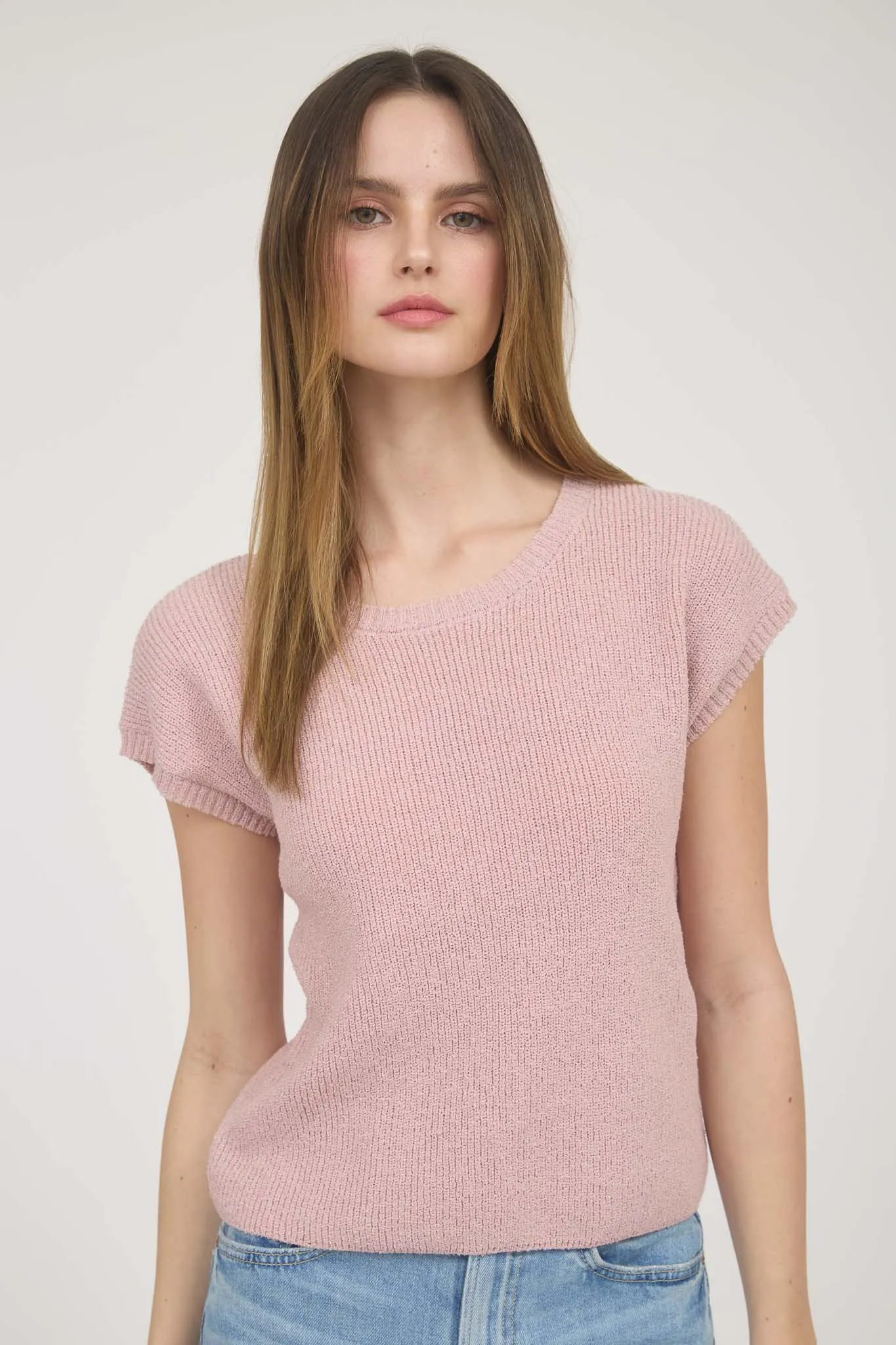 PLUS BACK SHEER TIE SHORT SLEEVE KNIT SWEATER sold by Blu Pepper product image thumbnail 5
