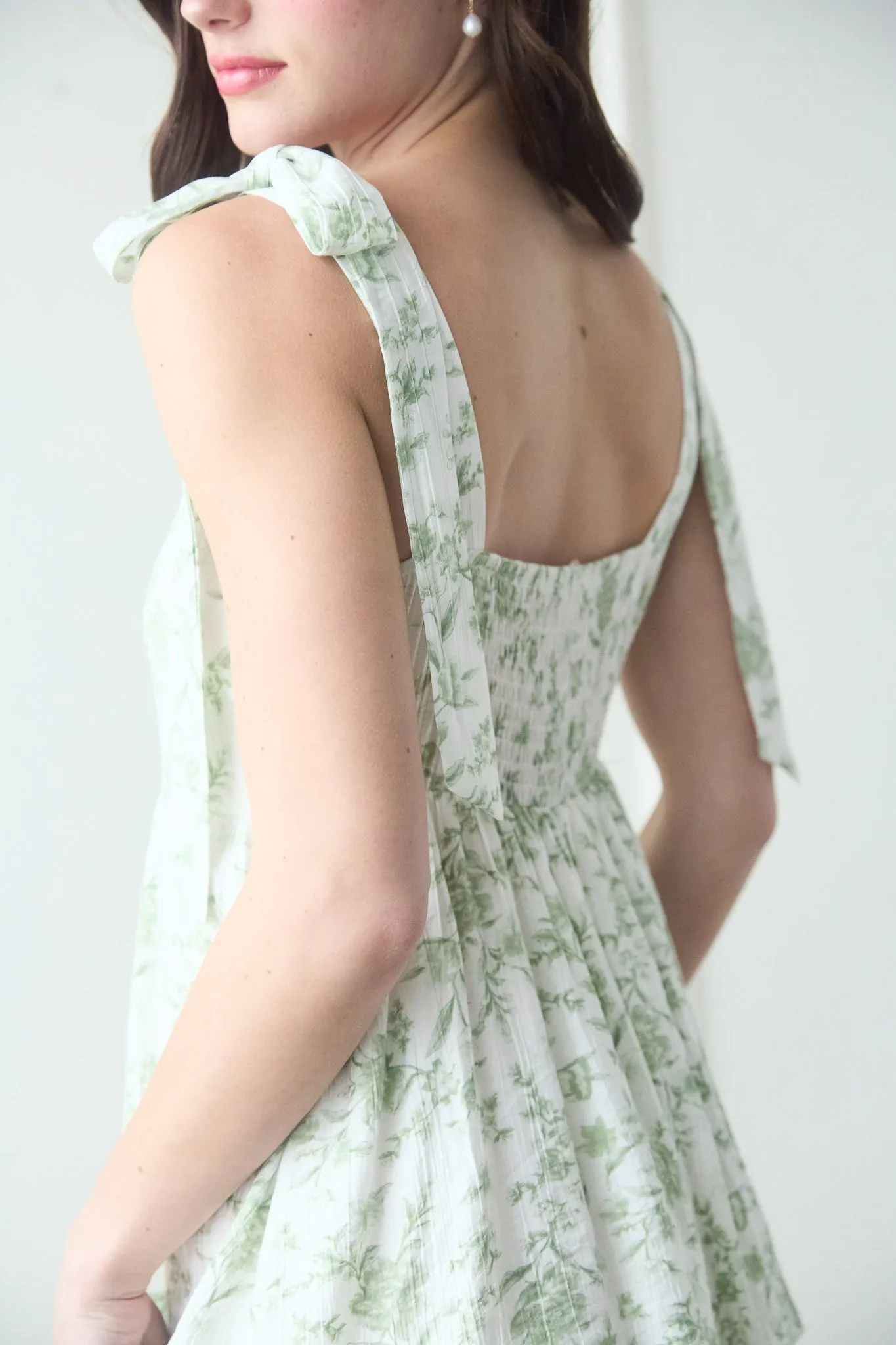 FLORAL TIE STRAP RUFFLE TIERED MIDI DRESS sold by Blu Pepper product image thumbnail 4