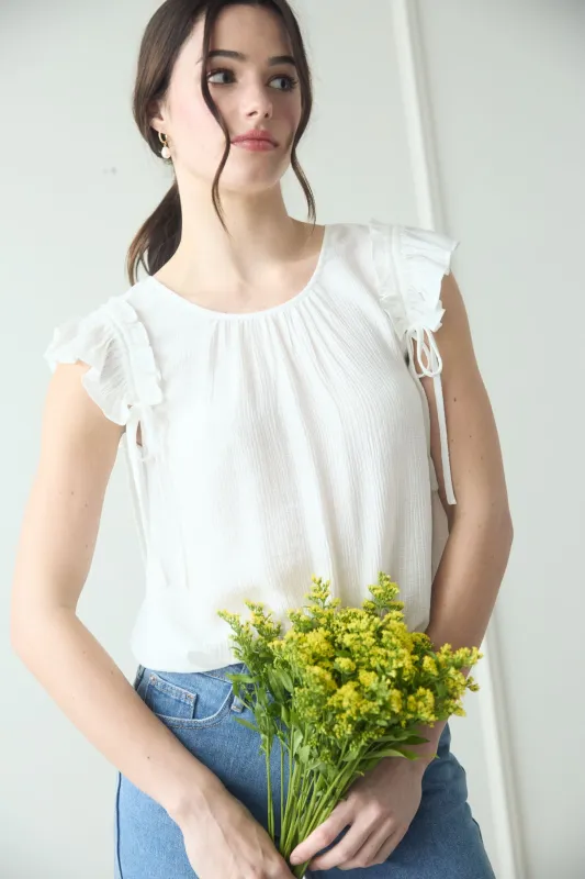 RUFFLE DETAIL DRAWSTRING DETAIL BLOUSE sold by Blu Pepper