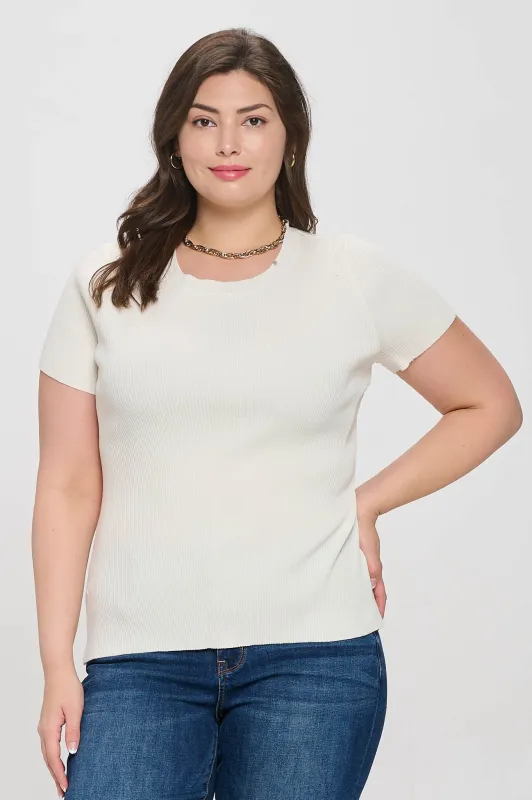 PLUS RIBBED SWEATER  KNIT TOP sold by Blu Pepper