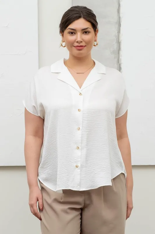 PLUS TEXTURED DROP SHOULDER COLLARED BUTTON DOWN SHIRT sold by Blu Pepper