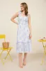 FLORAL SMOCKED SWEETHEART  RUFFLE TRIM MIDI DRESS sold by Blu Pepper