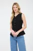 BUTTON DOWN LONG LINE LINEN VEST sold by Blu Pepper
