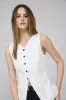 BUTTON DOWN LONG LINE LINEN VEST sold by Blu Pepper