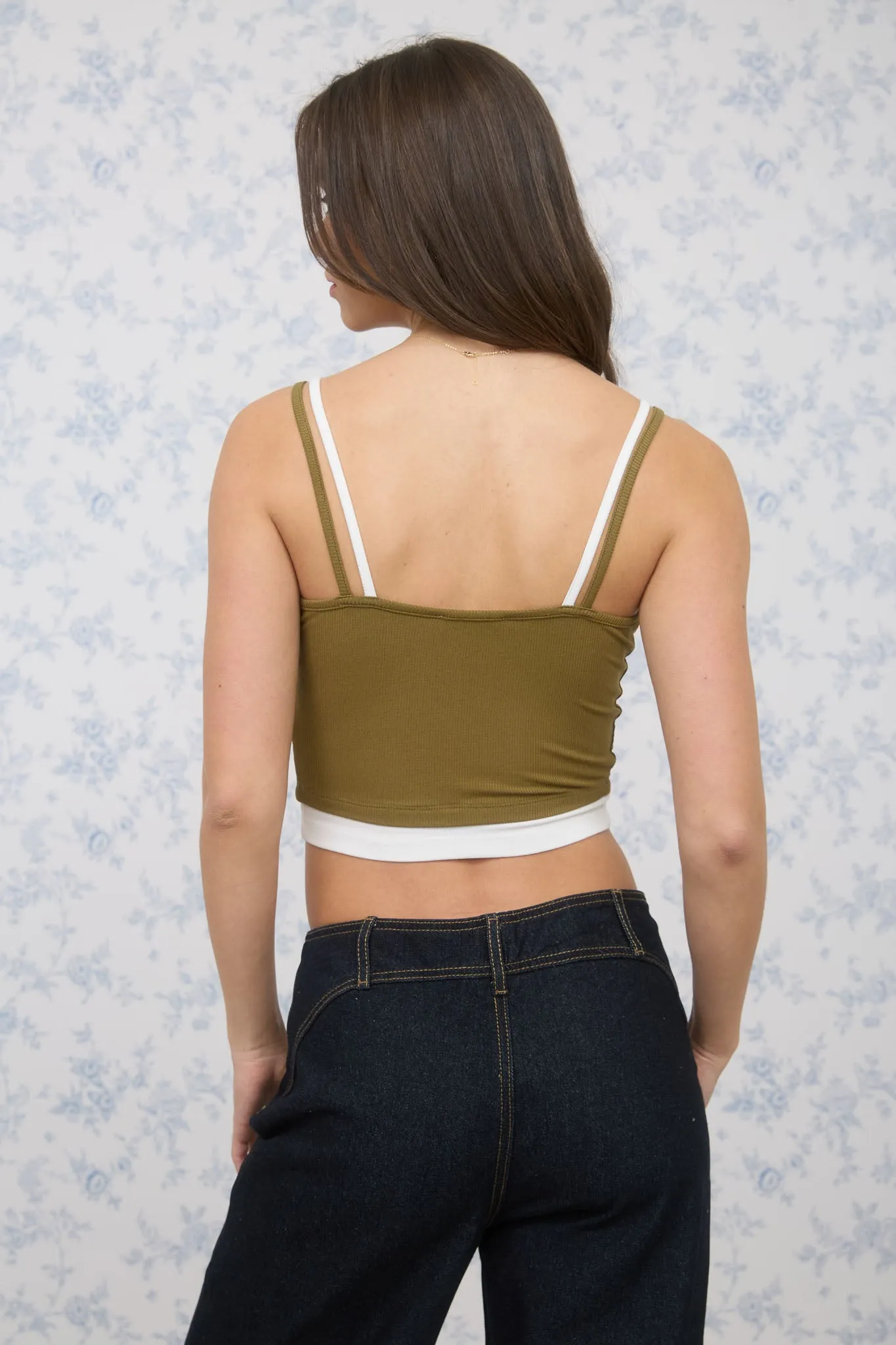 LAYERED EFFECT SNAP BUTTON DETAIL KNIT CROP TOP sold by Blu Pepper product image thumbnail 4