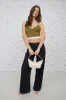 LAYERED EFFECT SNAP BUTTON DETAIL KNIT CROP TOP sold by Blu Pepper