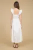 SMOCKED RUFFLE SLEEVE EYELET HEM MIDI DRESS sold by Blu Pepper