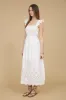 SMOCKED RUFFLE SLEEVE EYELET HEM MIDI DRESS sold by Blu Pepper