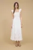 SMOCKED RUFFLE SLEEVE EYELET HEM MIDI DRESS sold by Blu Pepper