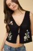 FLORAL EMBROIDERY FRONT TIE CROCHET VEST TOP sold by Blu Pepper