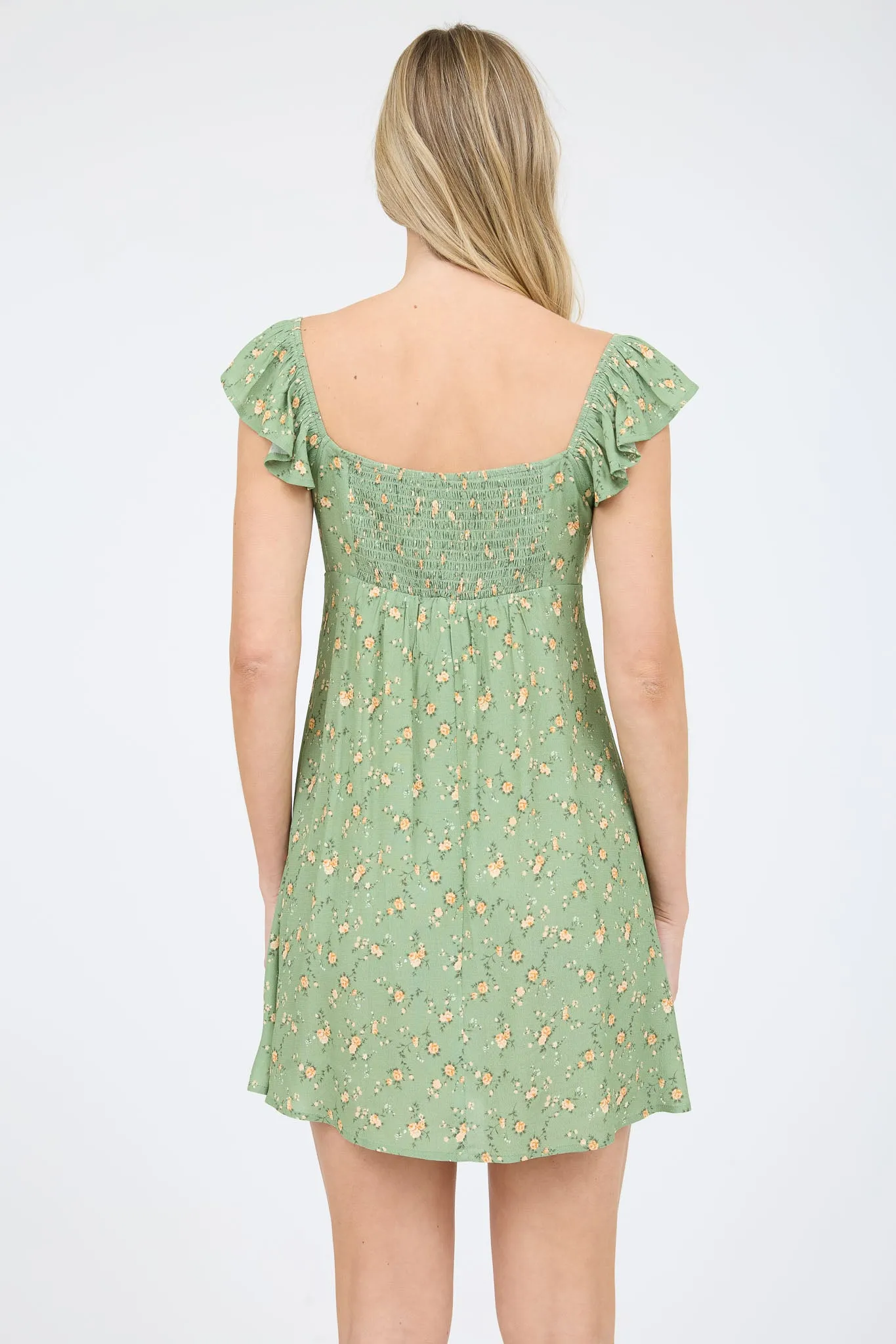 FLORAL FRONT CUT-OUT WITH TIE MINI DRESS sold by Blu Pepper product image thumbnail 2