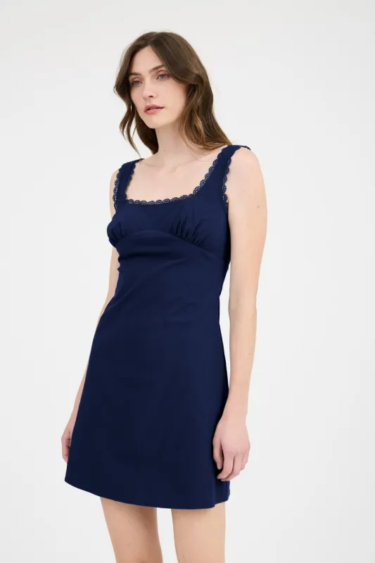 SWEETHEART NECK SLEEVELESS LACE TRIM MINI DRESS sold by Blu Pepper