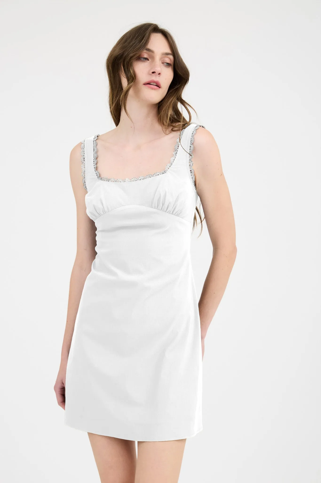 SWEETHEART NECK SLEEVELESS LACE TRIM MINI DRESS sold by Blu Pepper product image thumbnail 5