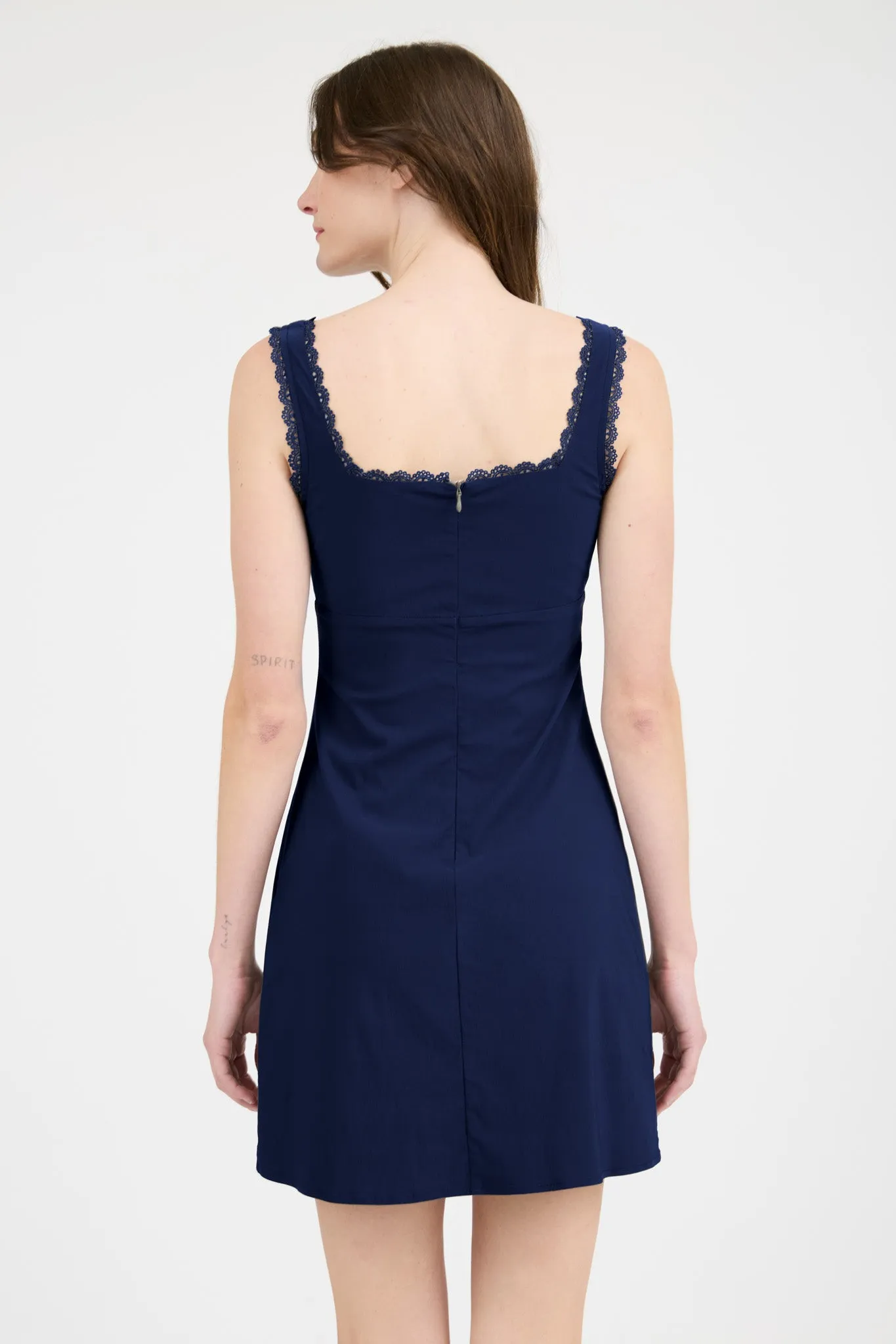SWEETHEART NECK SLEEVELESS LACE TRIM MINI DRESS sold by Blu Pepper product image thumbnail 2