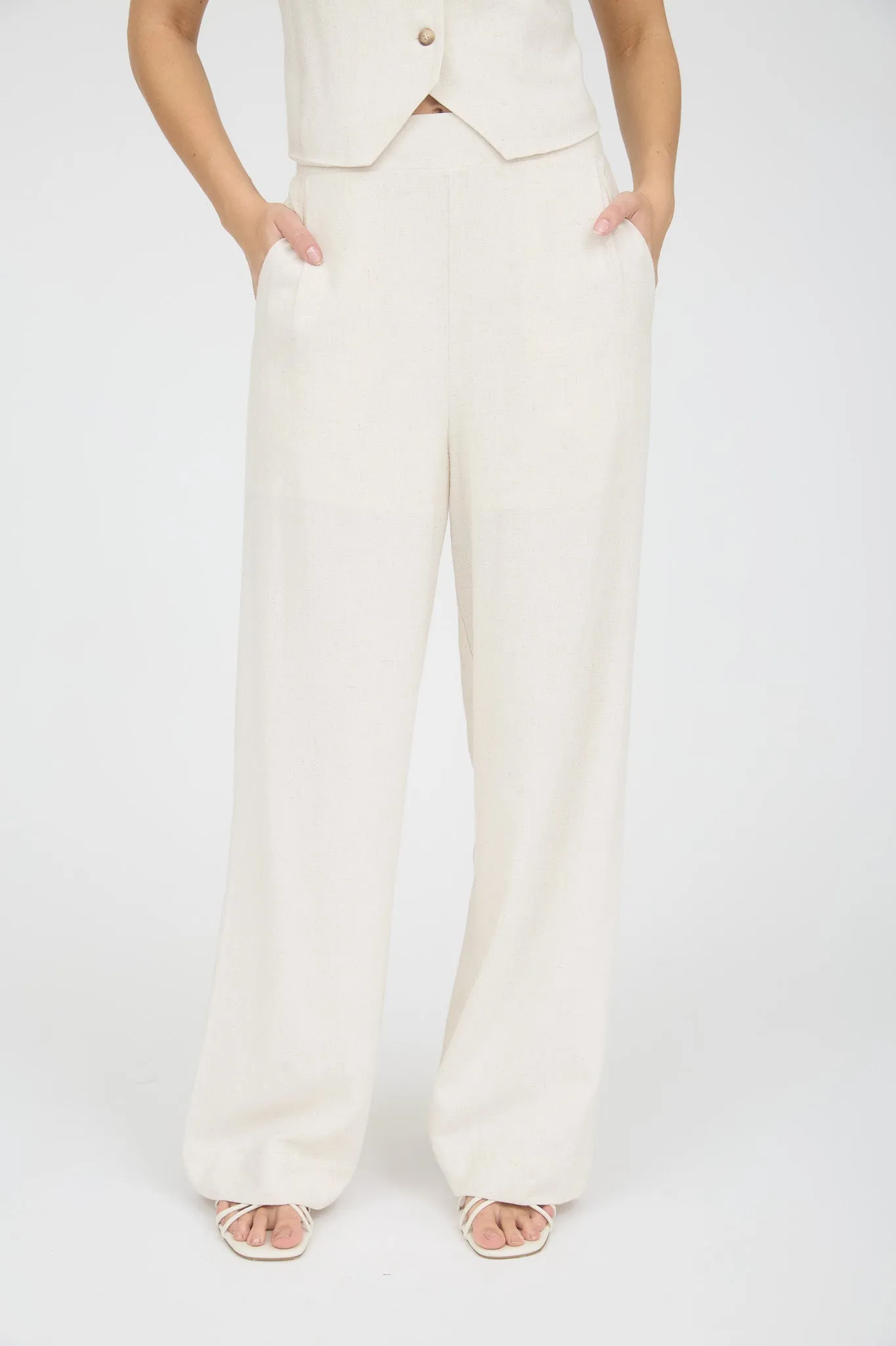 HIGH WAIST WIDE LEG LINEN PANTS sold by Blu Pepper