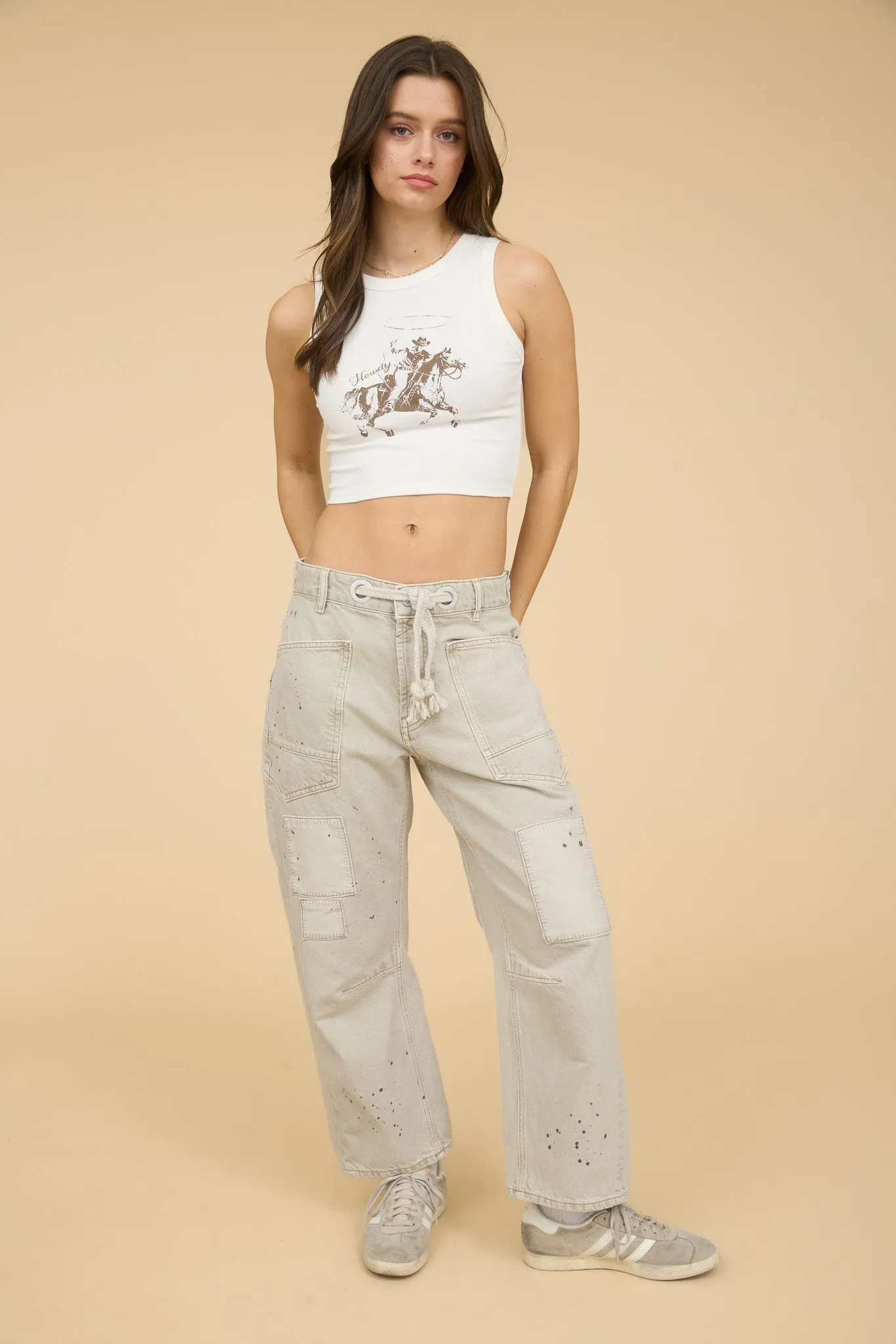 WESTERN PRINT SLEEVELESS KNIT CROP TOP sold by Blu Pepper product image thumbnail 5