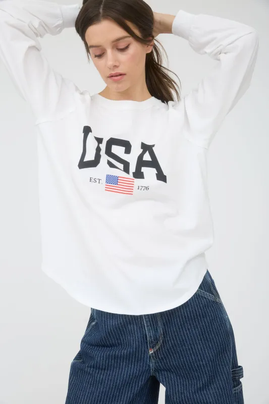USA GRAPHIC RAGLAN LONG SLEEVE KNIT TOP made by J.O.A.