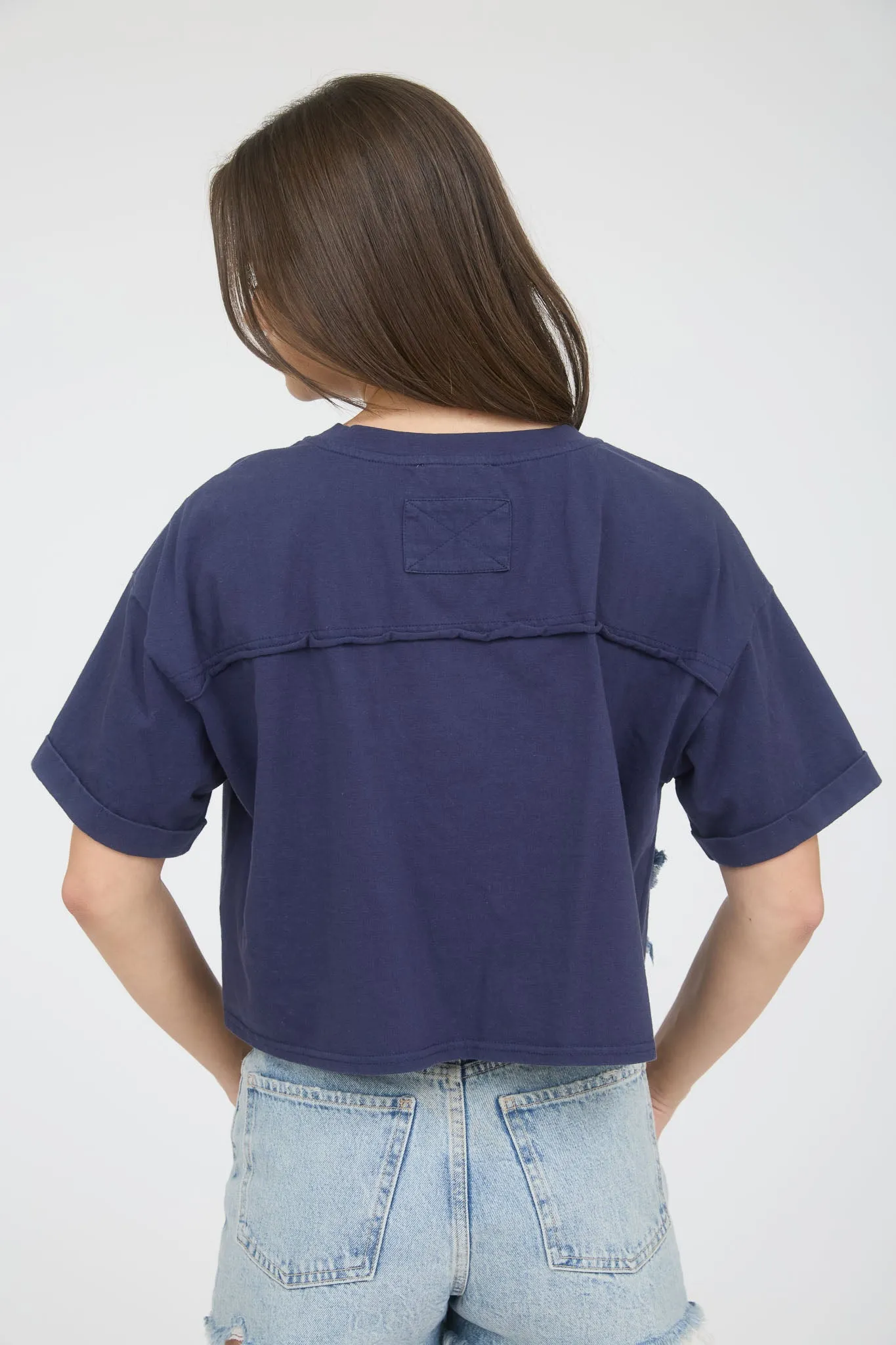 DENIM STAR PATCH SHORT SLEEVE KNIT T-SHIRT sold by Blu Pepper product image thumbnail 2