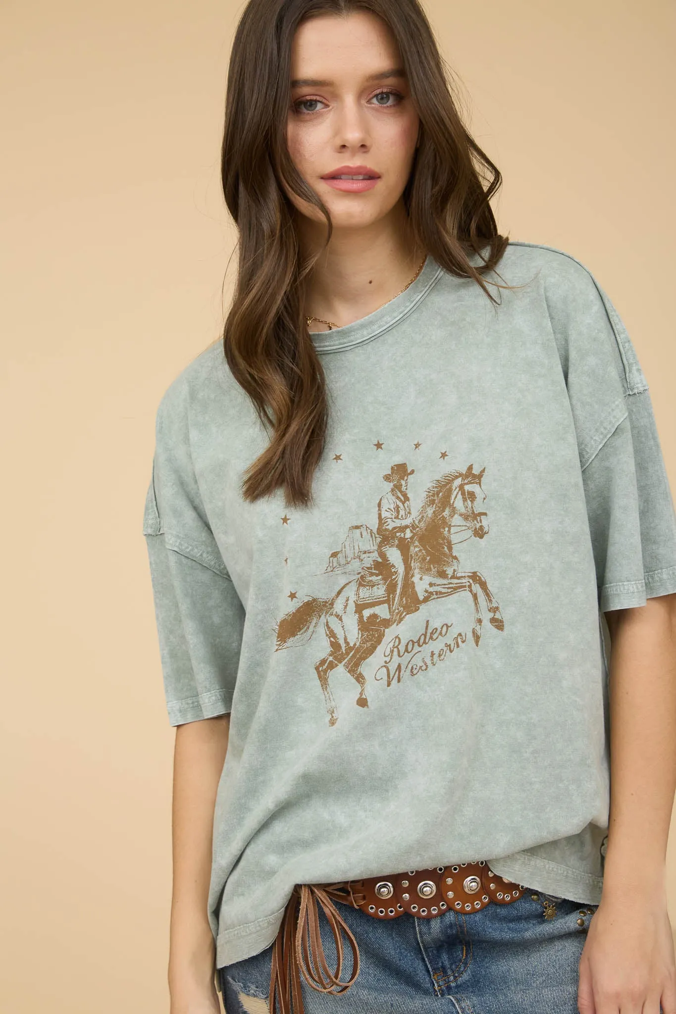 RODEO WESTERN RELAXED SHORT SLEEVE KNIT T-SHIRT sold by Blu Pepper product image thumbnail 5