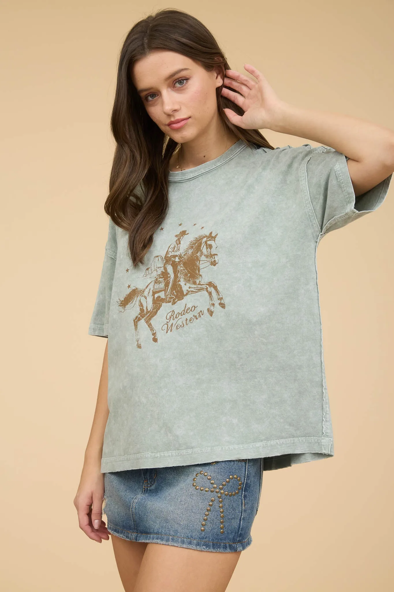 RODEO WESTERN RELAXED SHORT SLEEVE KNIT T-SHIRT sold by Blu Pepper product image thumbnail 3