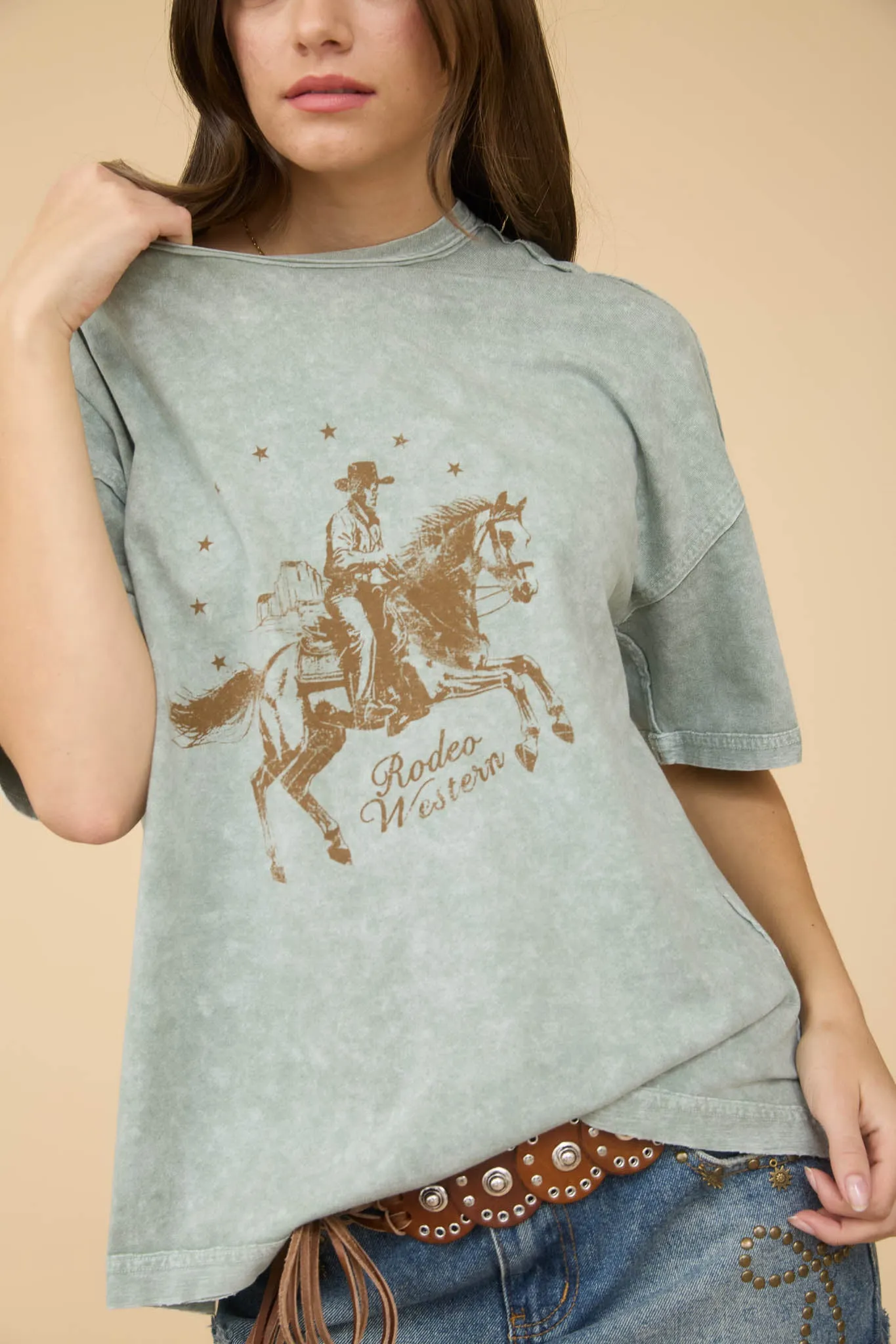 RODEO WESTERN RELAXED SHORT SLEEVE KNIT T-SHIRT sold by Blu Pepper product image thumbnail 4