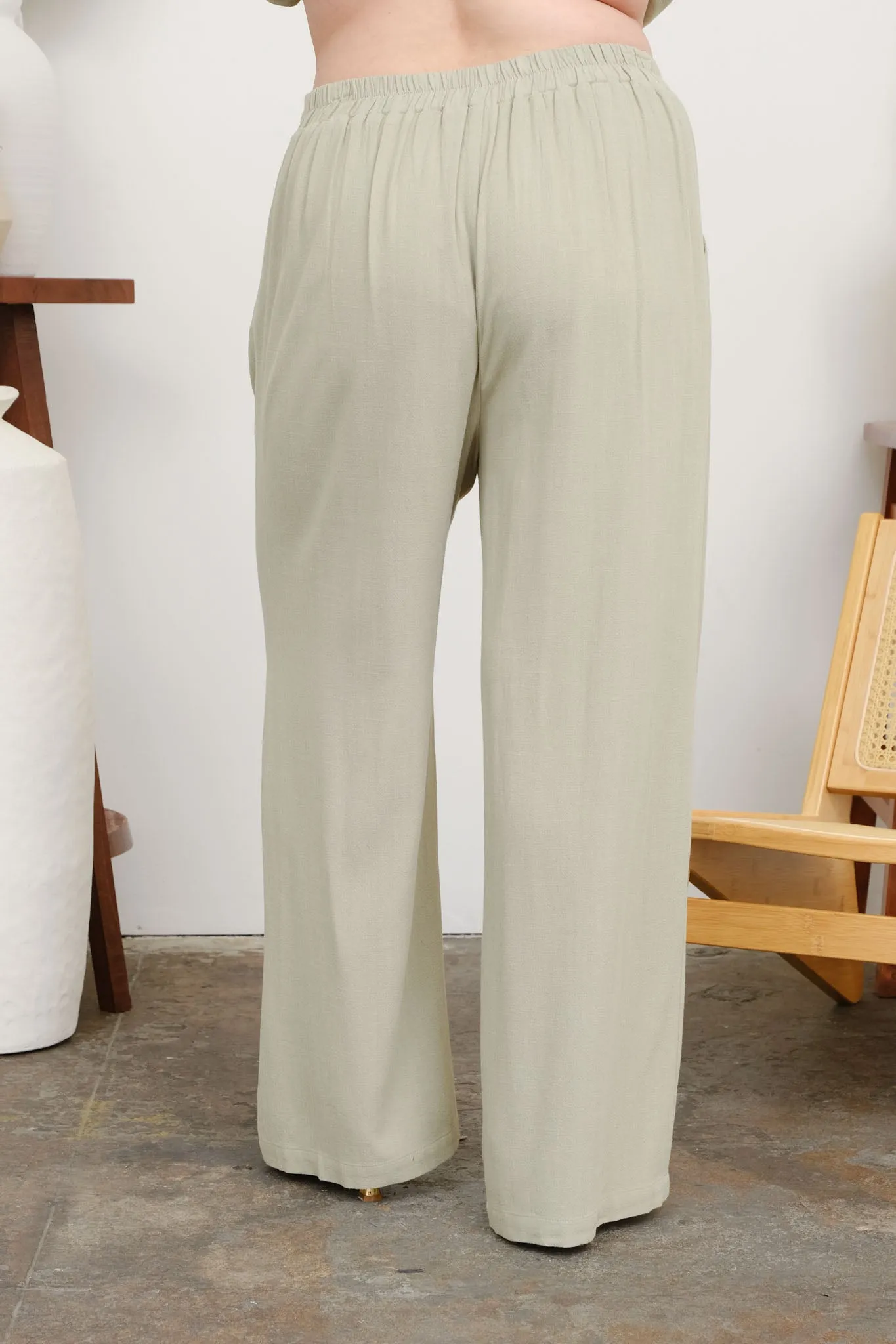 PLUS HIGH WAIST WIDE LEG PLEATED LINEN PANTS sold by Blu Pepper product image thumbnail 5