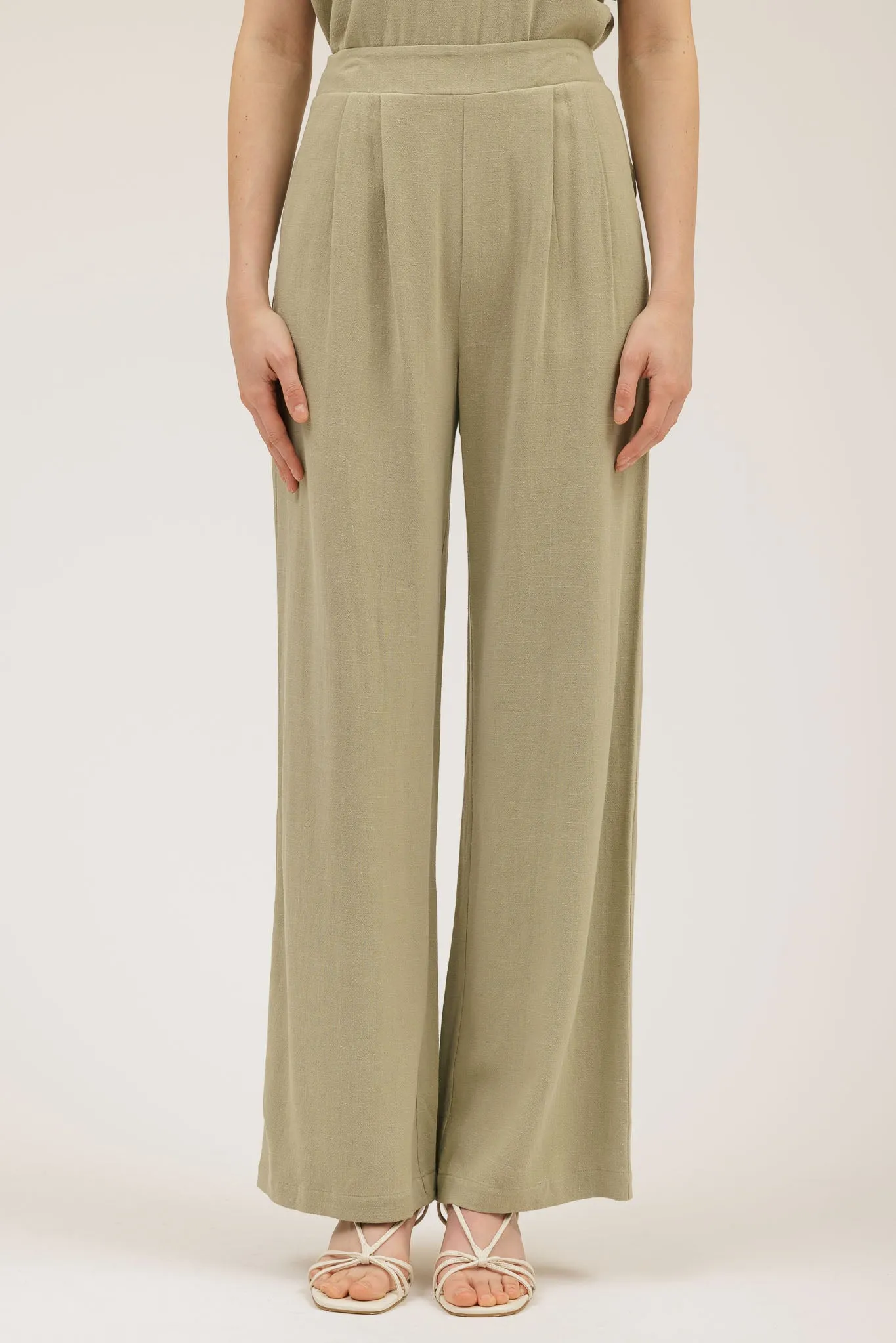 HIGH WAIST WIDE LEG PLEATED LINEN PANTS sold by Blu Pepper product image thumbnail 5