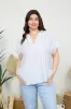 PLUS STRIPE COLLARED CUFF SLEEVE LIGHTWEIGHT SHIRT sold by Blu Pepper