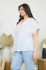 PLUS STRIPE COLLARED CUFF SLEEVE LIGHTWEIGHT SHIRT sold by Blu Pepper