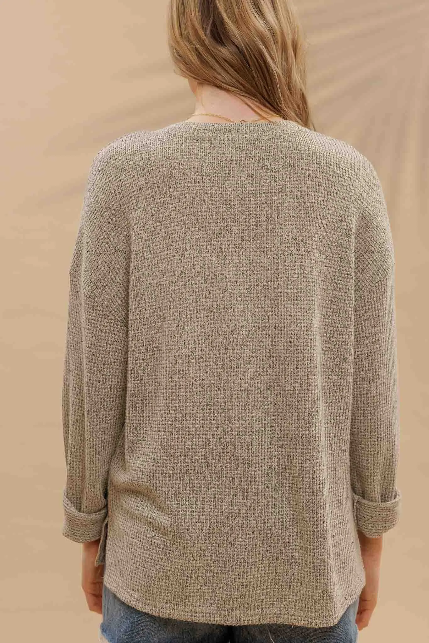 MARLED LONG SLEEVE RELAXED HENLEY KNIT TOP sold by Blu Pepper product image thumbnail 2